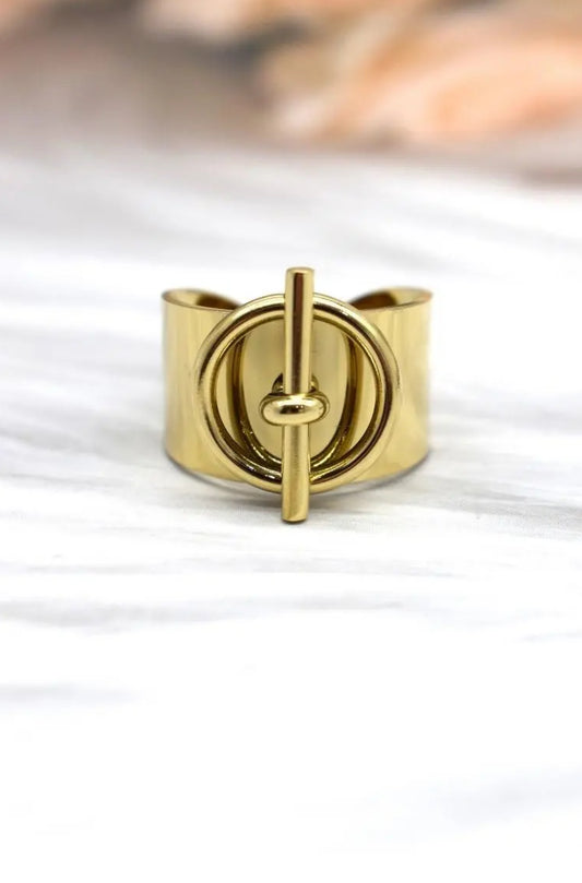 Bague ajustable femme en acier inoxydable – Design géométrique chic – Or ou Argent