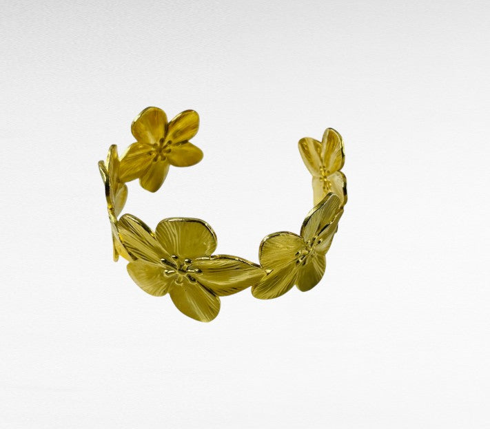 Manchette Fleur Dorée – Acier Inoxydable Élégante & Féminine - Chic et sublime by sz