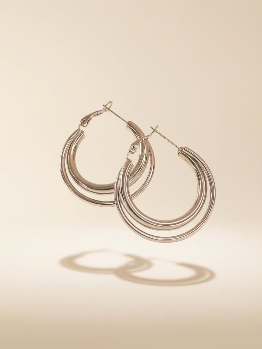 Boucles d'oreilles double créole croisé