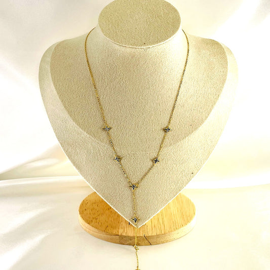 Collier Sautoir Étoiles Doré – Acier Inoxydable | Collier Femme Élégant