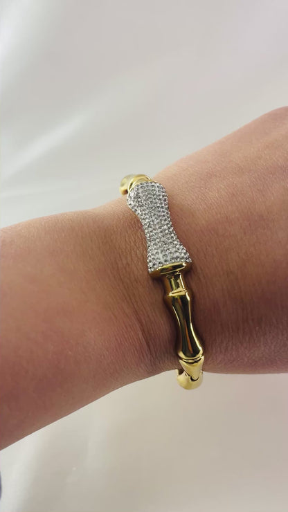 Bracelet os Jonc strass doré